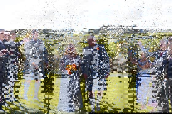 Confetti Toss with beautiful views